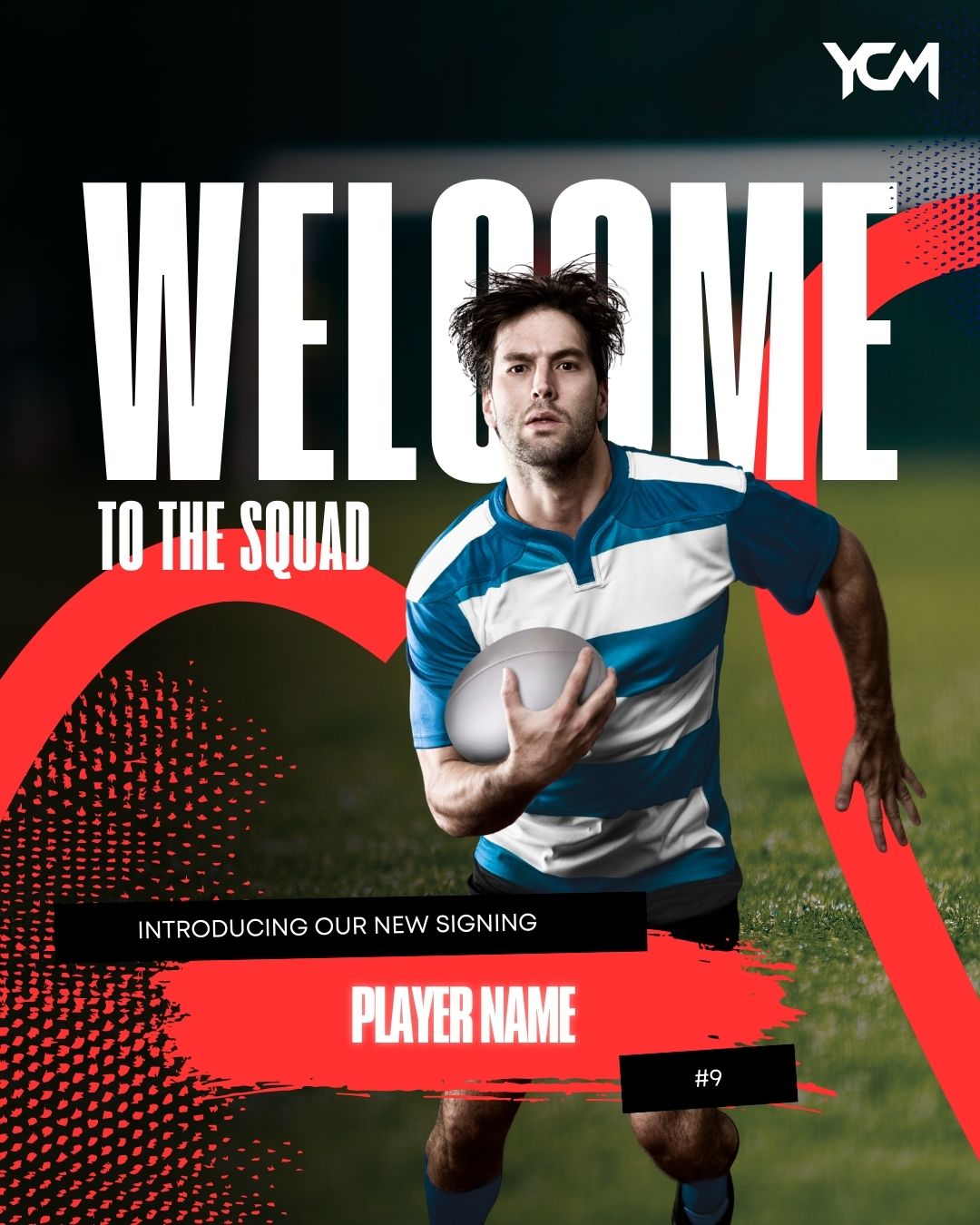 RUGBY CLUB-WELCOME TO ANNOUNCEMENT GRAPHIC
